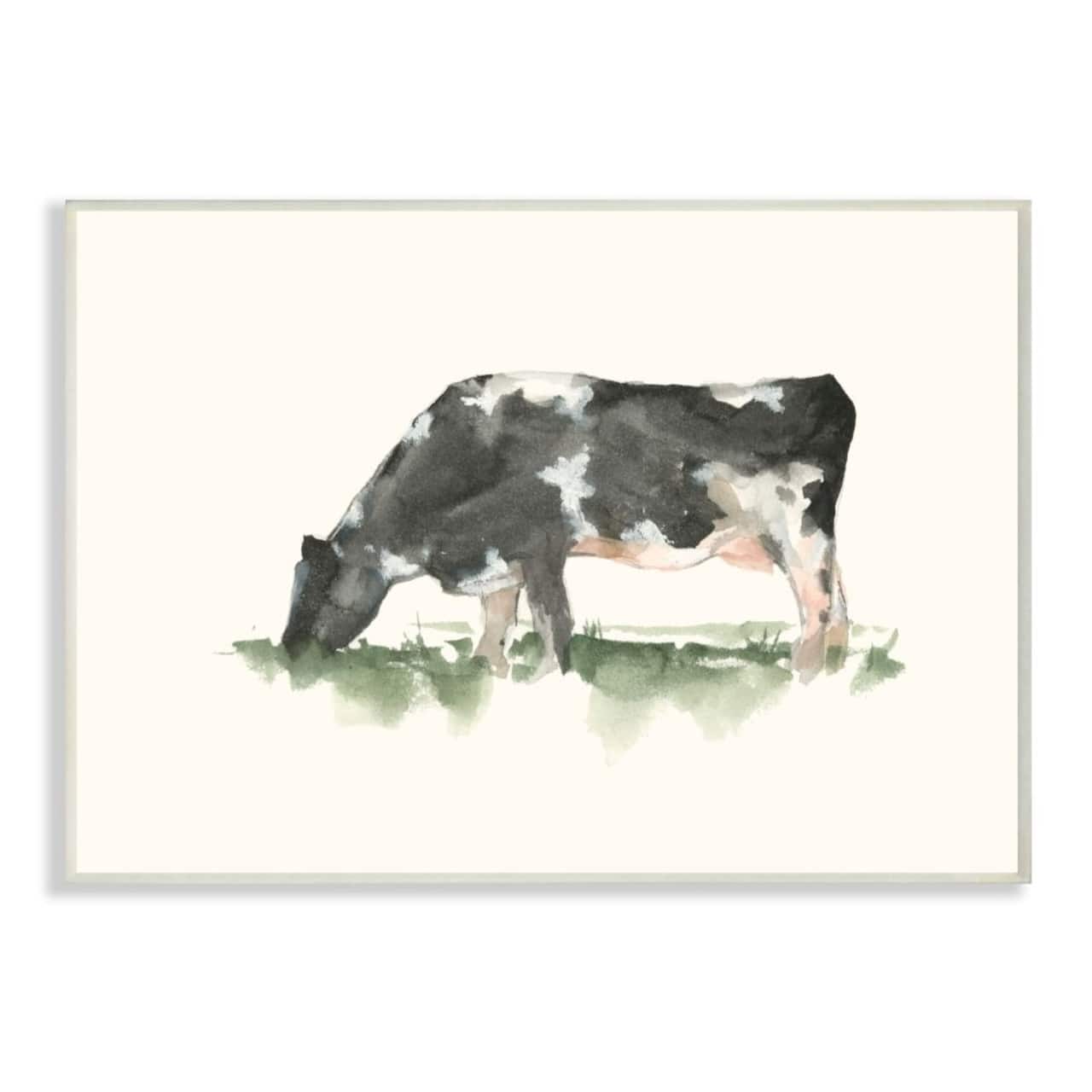 Stupell Industries Grazing Cow in Field Farm Animal Watercolor Wall Plaque